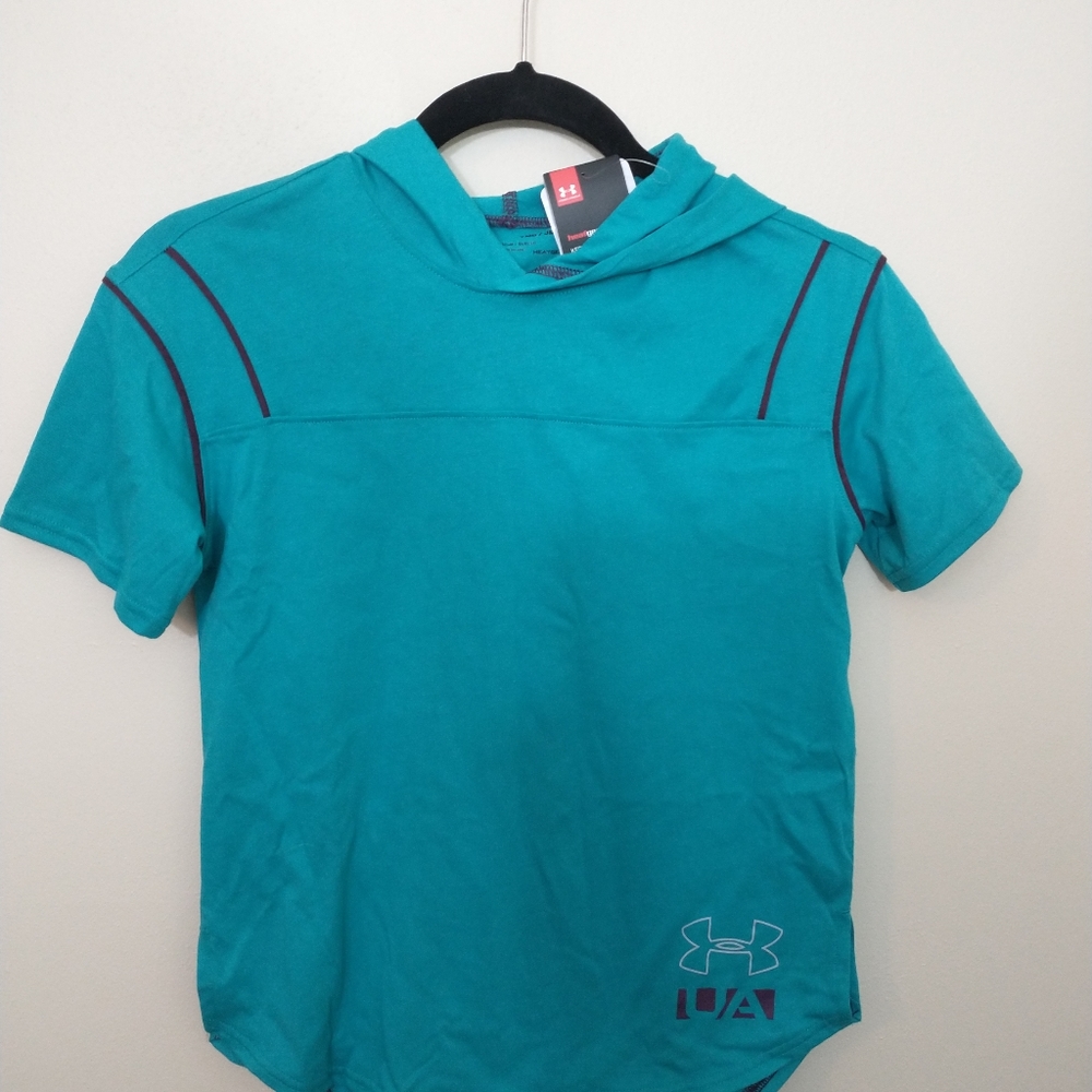 Under Armour hooded t-shirt teal girls med